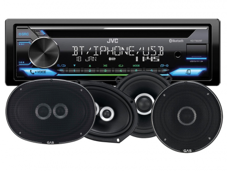 JVC KD-T922BT & GAS SILVER-högtalare i gruppen Pakkeløsninger / Pakker til bilen / Bilstereopakke hos BRL (SETKDT922PKT2)