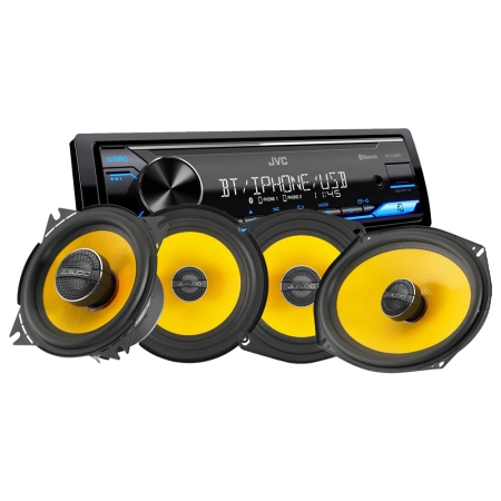 JVC KD-X382BT med JL Audio C1-koaksialhøjttalere, bilstereopakke i gruppen Pakkeløsninger / Pakker til bilen / Bilstereopakke hos BRL (SETKDX382BTC1)
