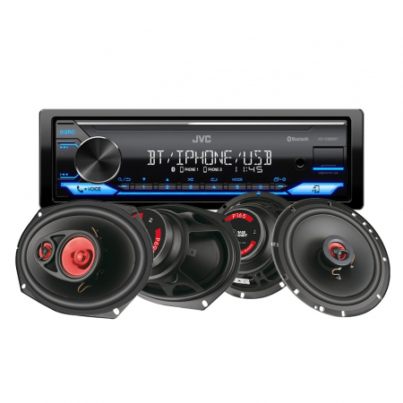 JVC KD-X382BT & Bass Habit Play-högtalare, bilstereopaket i gruppen Pakkeløsninger / Pakker til bilen / Bilstereopakke hos BRL Electronics (SETKDX382BTPLAY)