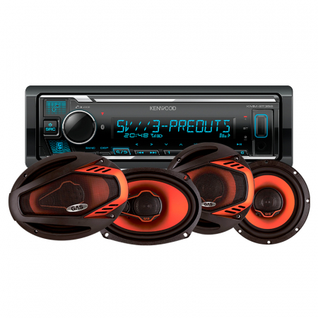 Kenwood KMM-BT358 & GAS BEAT-högtalare, bilstereopaket i gruppen Pakkeløsninger / Pakker til bilen / Bilstereopakke hos BRL (SETKMM356BEAT)