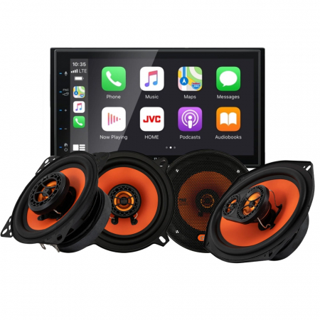 JVC KW-M560BT & GAS MAD X1-högtalare, bilstereopaket i gruppen Pakkeløsninger / Pakker til bilen / Bilstereopakke hos BRL (SETKWM560BTX1)