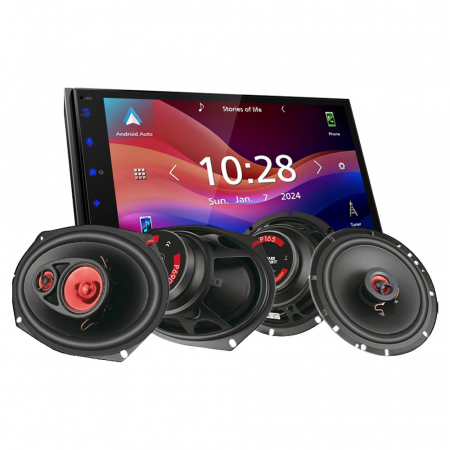 JVC KW-M593BT & Bass Habit PLAY-højttalere, bilstereopakke i gruppen Pakkeløsninger / Pakker til bilen / Bilstereopakke hos BRL Electronics (SETKWM593BTBHPLAY)