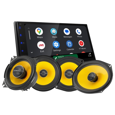 JVC KW-M695DBW med JL Audio C1-koaksialhøjttalere, bilstereopakke i gruppen Pakkeløsninger / Pakker til bilen / Bilstereopakke hos BRL (SETKWM695DBWC1)