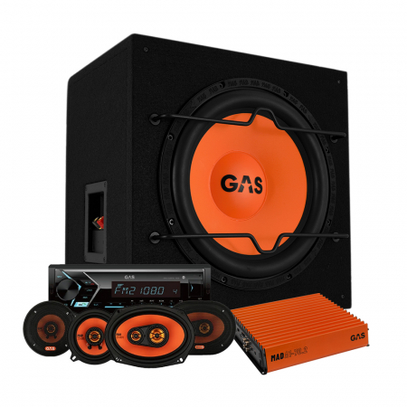 GAS MAD B1-112 med GMA152BTR, MAD X1-högtalare & slutsteg i gruppen Pakkeløsninger / Pakker til bilen / Komplett Pakke hos BRL Electronics (SETMADB1112PKT3)