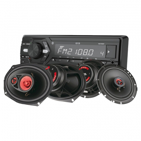 GAS MAD M100-BT bilstereosæt med Bass Habit Play-højttalere i gruppen Pakkeløsninger / Pakker til bilen / Bilstereopakke hos BRL Electronics (SETMADM100BTPKT4)