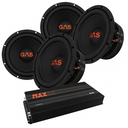 4-pack GAS MAD S2-8D2 & MAX A2-1500.1D, baspaket i gruppen Pakkeløsninger / Pakker til bilen / Baspakke hos BRL Electronics (SETMADS28D2PKT4)