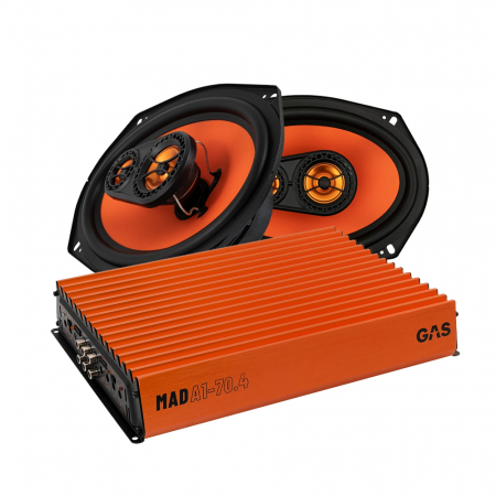 GAS MAD X1-694 koaxialhögtalare & MAD A1-70.2, hatthyllepaket i gruppen Pakkeløsninger / Pakker til bilen / Hattehyldepakke hos BRL Electronics (SETMADX1694PKT1)