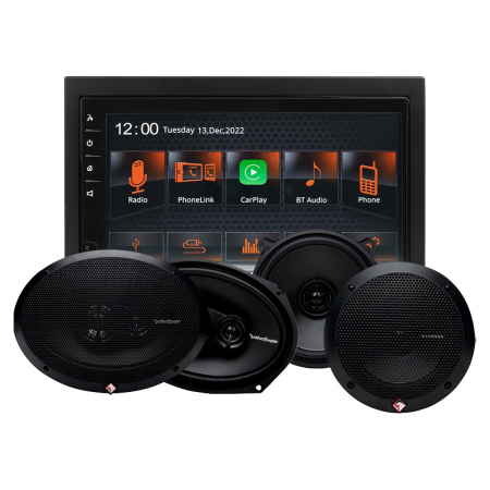 GAS MAX MV240-BT & Rockford Fosgate Prime-højttalere, bilstereopakke i gruppen Pakkeløsninger / Pakker til bilen / Bilstereopakke hos BRL Electronics (SETMAXMV240BTPRIME)