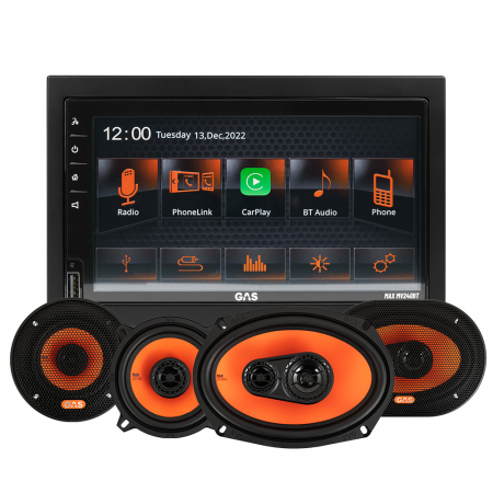 GAS MAX MV240-BT & GAS MAD X2-højttalere, bilstereopakke i gruppen Pakkeløsninger / Pakker til bilen / Bilstereopakke hos BRL Electronics (SETMAXMV240BTX2)