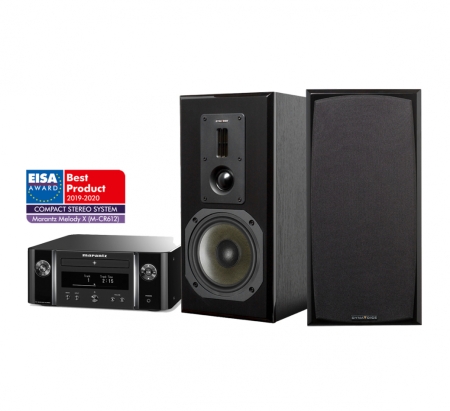 Marantz MCR-612 & Dynavoice DM-6 MKII Sorte Stereo Pakke Stativhøjttalere i gruppen Pakkeløsninger / Pakker til hjemmet / Stereopakker hos BRL (SETMCR612PKT9)