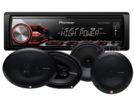 Pioneer MVH-280FD & Rockford Fosgate Prime-högtalare i gruppen Pakkeløsninger / Pakker til bilen / Bilstereopakke hos BRL Electronics (SETMVH280FDPRIME)