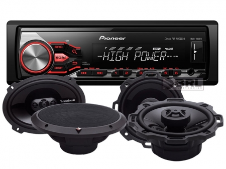 Pioneer MVH-280FD & Rockford Fosgate Punch-högtalare i gruppen Pakkeløsninger / Pakker til bilen / Bilstereopakke hos BRL Electronics (SETMVH280FDPUNCH)