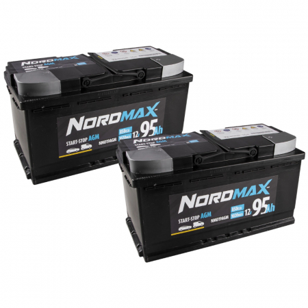 Batteripakke, 2 stk Nordmax AGM-batteri, 95Ah / 12V i gruppen Bilstereo / Tilbehør / Batterier hos BRL Electronics (SETNORDMAX95X2)