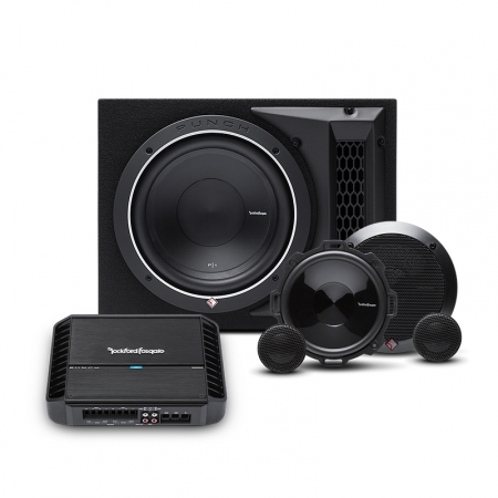 Rockford Fosgate P400X4 med 1x12 baslåda + Punch-kit i gruppen Pakkeløsninger / Pakker til bilen / Komplett Pakke hos BRL Electronics (SETP400X4PKT1)