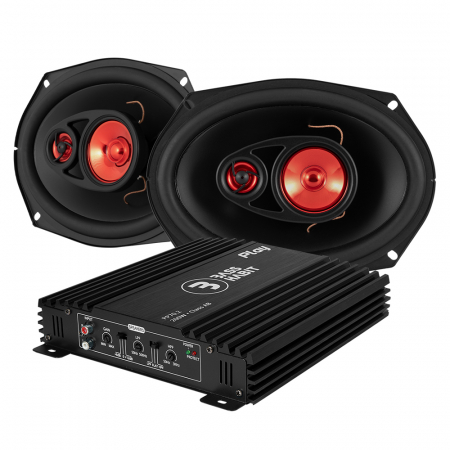 Bass Habit P690 koaksialhøjttalere & Play Power 70.2 i gruppen Pakkeløsninger / Pakker til bilen / Hattehyldepakke hos BRL Electronics (SETP690PKT1)
