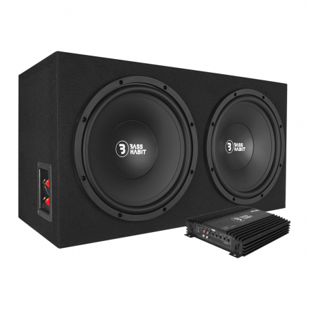 Bass Habit Play PL212 2x12 tommer med Play Power 1000.1, basspakke i gruppen Pakkeløsninger / Pakker til bilen / Baspakke hos BRL Electronics (SETPL212PKT2)