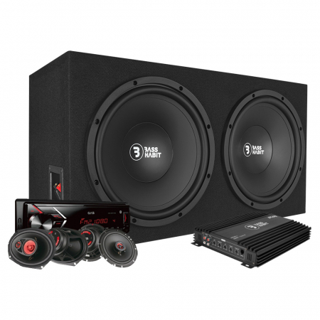 GAS GMA152BT med Bass Habit PL212 & Bass Habit Play-højttalere i gruppen Pakkeløsninger / Pakker til bilen / Komplett Pakke hos BRL Electronics (SETPL212PKT5)