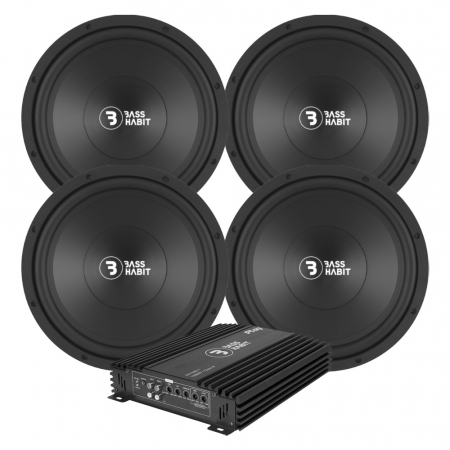 4-pack Bass Habit P300 & Play Power 1000.1 (gen. 2), baspaket i gruppen Pakkeløsninger / Pakker til bilen / Baspakke hos BRL Electronics (SETPL300PKT2)