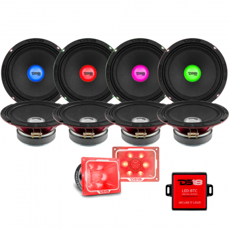 8-pak DS18 PRO-X8.4RGBCAP med PRO-TW5L, SPL-kit med RGB LED-belysning i gruppen Pakkeløsninger / Pakker til bilen / SPL Højttalerpakke hos BRL (SETPROX84RGBCAPPKT1)