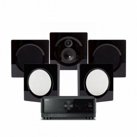 Yamaha RX-V6A & DLS Flatbox D-One 5.0 hemmabiopaket, pianosvart i gruppen Pakkeløsninger / Pakker til hjemmet / Hjemmebiograf & Hjemmebiografpakker hos BRL Electronics (SETRXV6APKT13)