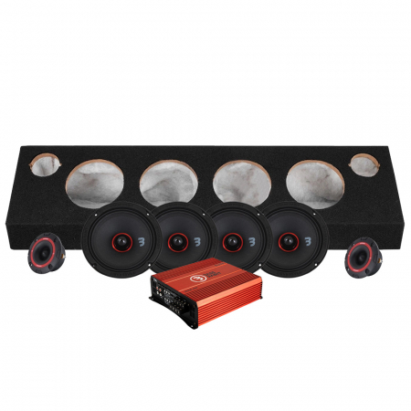 Bass Habit SPL Elite SE165M & SP25A i raggarplanke med forstærker. i gruppen Pakkeløsninger / Pakker til bilen / SPL-pakke hos BRL Electronics (SETSE165MPKT4)