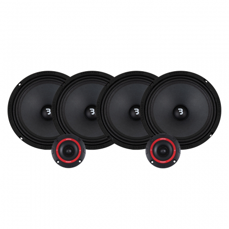 4-pack Bass Habit Play SP200M med SP25A SPL-paket, medium i gruppen Pakkeløsninger / Pakker til bilen / SPL Højttalerpakke hos BRL Electronics (SETSP200MPKT4)