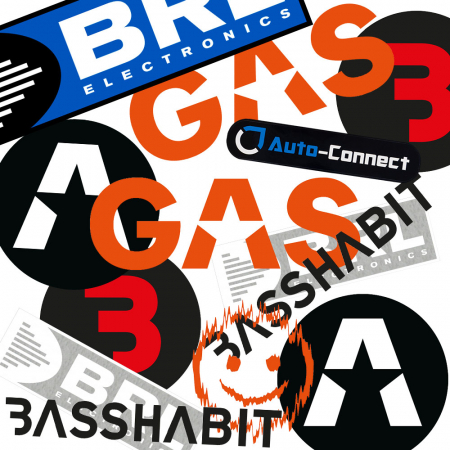 Mixat paket med 13 stickers, medium i gruppen Bilstereo / Tilbehør / Merchandise hos BRL (SETSTICKERMIXM)