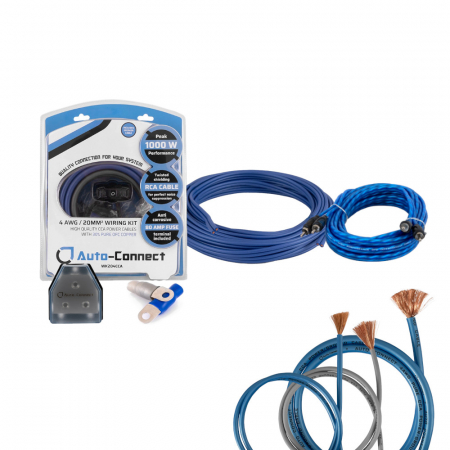 Auto-Connect kabelkit för 2 slutsteg, 20mm² mono & 10mm² 2-kanal i gruppen Bilstereo / Kabler / Kabelsæt hos BRL Electronics (SETWK204PKT1)