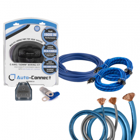 Auto-Connect kabelkit för 2 slutsteg, 50mm² mono & 20mm² 4-kanal i gruppen Bilstereo / Kabler / Kabelsæt hos BRL Electronics (SETWK500PKT2)