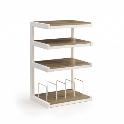 Norstone Esse Hifi Vinyl, mat hvid med egehylder og vinyllommer