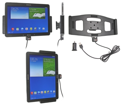 Brodit Aktiv holder med USB-kabel og cigarettadapter, Samsung Galaxy Note 10.1 (2014 Edition) SM-P6000/SM-P6050