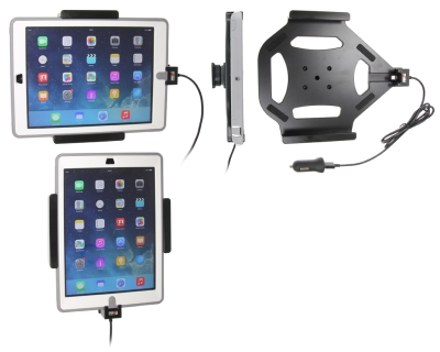 Brodit Aktiv holder med USB-kabel og cigaretadapter, Apple iPad 5th Gen (A1822, A1823)/9.7 6th Gen (A1893, A1954)/9.7 New/Air (A1474, A1475, A1476)