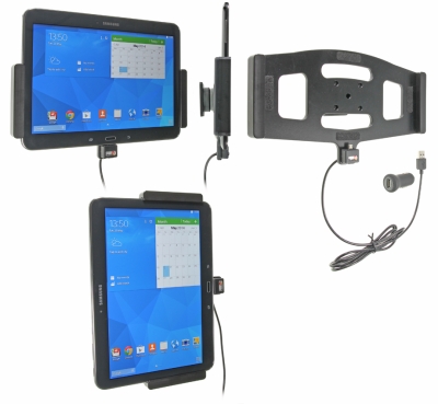 Brodit Aktiv holder med USB-kabel og cigaretadapter, Samsung Galaxy Tab 4 10.1 SM-T530/SM-T531/SM-T535