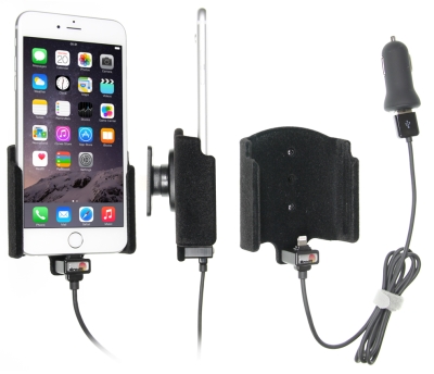 Brodit Aktiv holder med USB-kabel og cigaretadapter, Apple iPhone 6S Plus/7 Plus/8 Plus/Xs Max