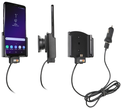 Brodit Aktiv holder med USB-kabel og cigaretadapter, Samsung Galaxy S9 