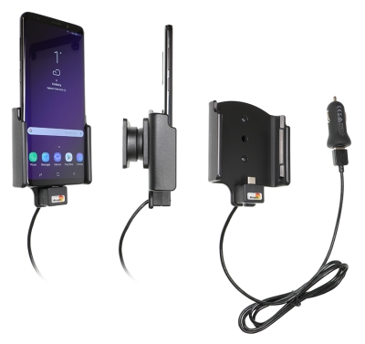 Brodit Aktiv holder med USB-kabel og cigaretadapter, Samsung Galaxy S9+ 
