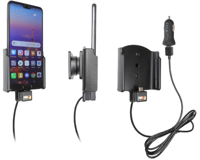 Brodit Aktiv holder med USB-kabel og cigaretadapter, Huawei P20 