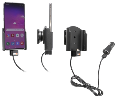 Brodit Aktiv holder med USB-kabel og cigarettadapter, Samsung Galaxy S10 