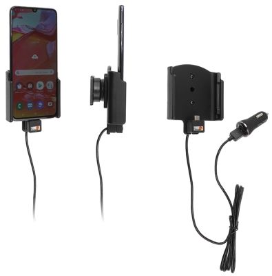 Brodit Aktiv holder med USB-kabel og cigaretadapter, Samsung Galaxy A70 (SM-A705) 