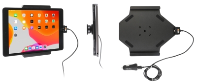 Brodit Aktiv holder med USB-kabel og cigaretadapter, Apple iPad 10.2 7th Gen (A2197, A2198, A2200)/8th Gen (A2428, A2429, A2430, A2270)/9th Gen (A2602, A2603, A2604, A2605)