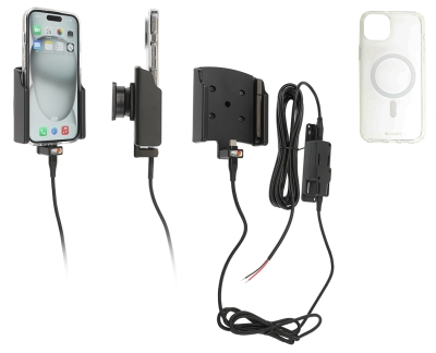 Brodit Mobilskal med Aktiv holder til fast installation, Apple iPhone 15 