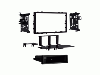 Monteringsramme 2-DIN med opbevaringsrum, sort