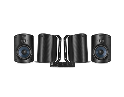 System One SC4B højtaleromskifter & 2 par Polk Audio Atrium 4 Sorte Udendørshøjttalere