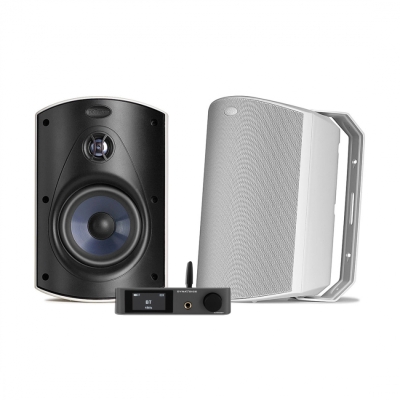Dynavoice CA802BT & Polk Audio Atrium 6 hvide udendørshøjttalere, stereopakke
