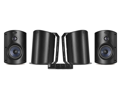 System One SC4B & 2 par Polk Audio Atrium 6 sorte udendørshøjttalere