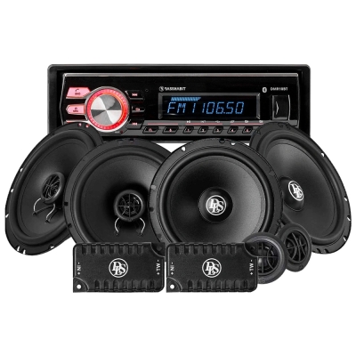 Bass Habit DMR10BT bilstereopakke med DLS front- og baghøjttalere