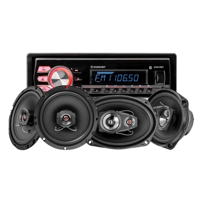 Bass Habit DMR10BT bilstereopakke med Rebel-højttalere