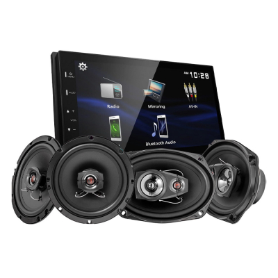 Kenwood DMX129BT & Bass Habit REBEL-højttalere, bilstereopakke