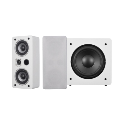 Dynavoice Magic LCR-4 med Challenger Sub 8 2.1 højttalerpakke, hvid