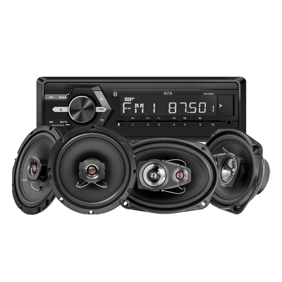 GAS MAD M100-BT bilstereopakke med Bass Habit Rebel-højttalere